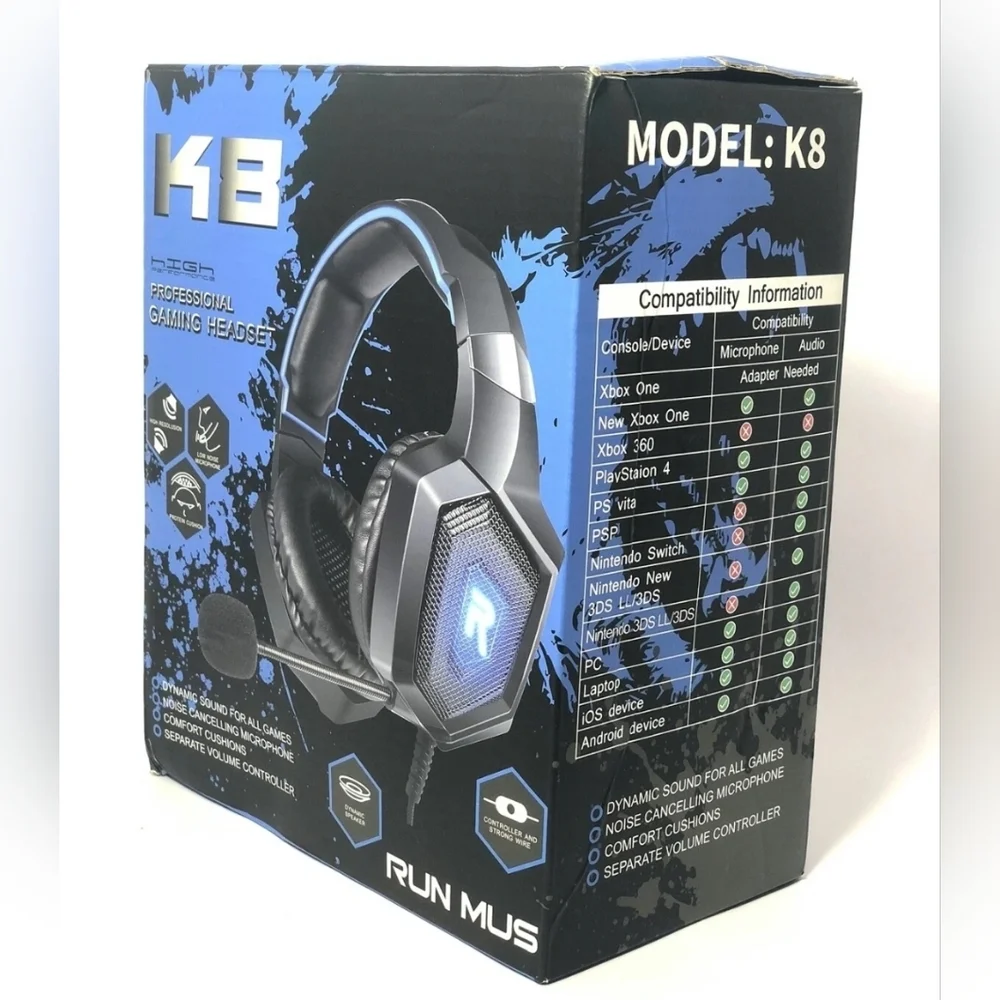 K3 Blue Gaming Headset